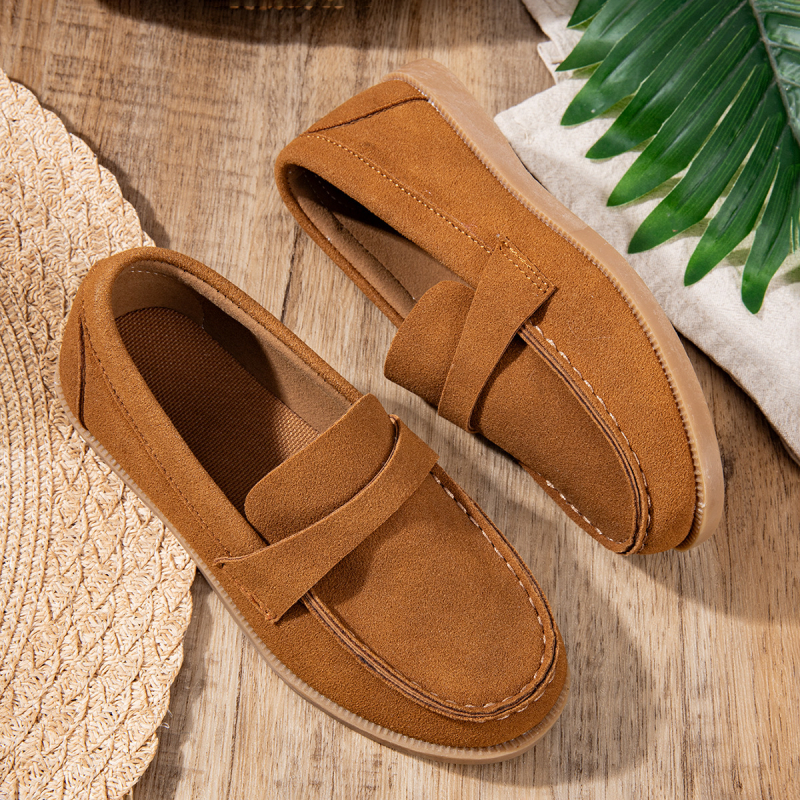 Loafers pentru copii, unisex, respirabile, din velur de vacă, talpă din cauciuc, stil retro