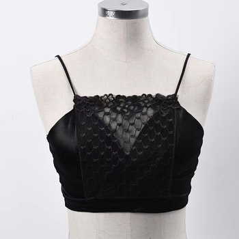 Top din dantelă fără bretele, decolteu în V, stil lejer; exterior: poliester filament, căptușeală: bumbac, lățime 25, vară 2023