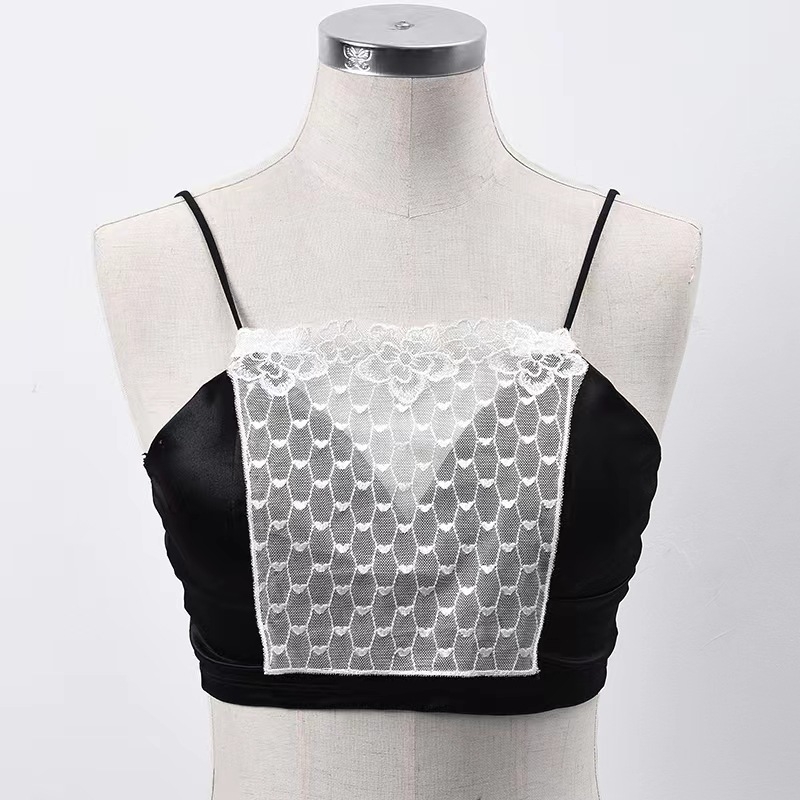 Top din dantelă fără bretele, decolteu în V, stil lejer; exterior: poliester filament, căptușeală: bumbac, lățime 25, vară 2023