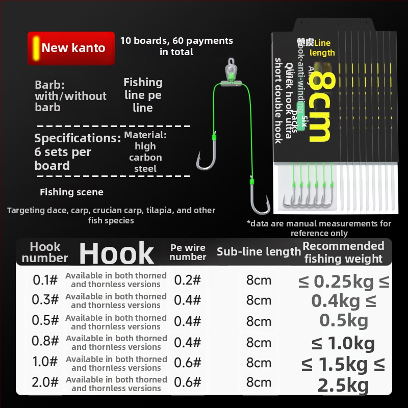 Двойна риболовна кука без шипове, обикновена кука за морски и сладководен риболов