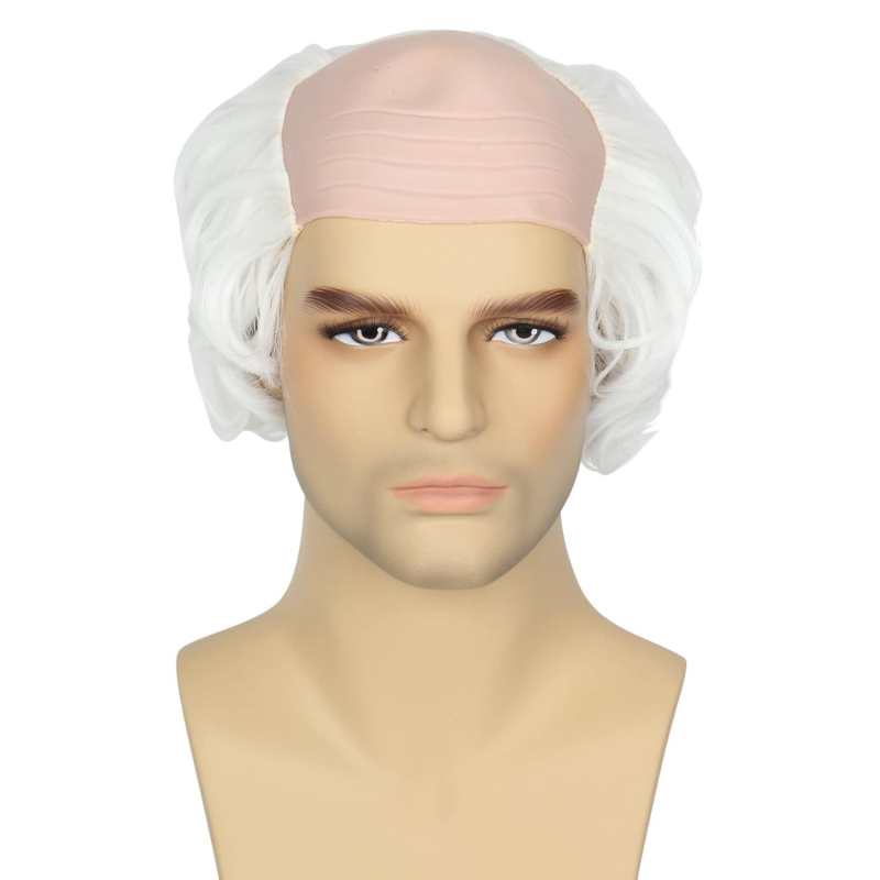 Perucă cheală pentru bărbat în vârstă, păr scurt, mătase autohtonă, tratament mecanic, accesorii pentru transformare în personaj (Păr scurt, Mătase autohtonă, Tratament mecanic, Transformare în personaj)