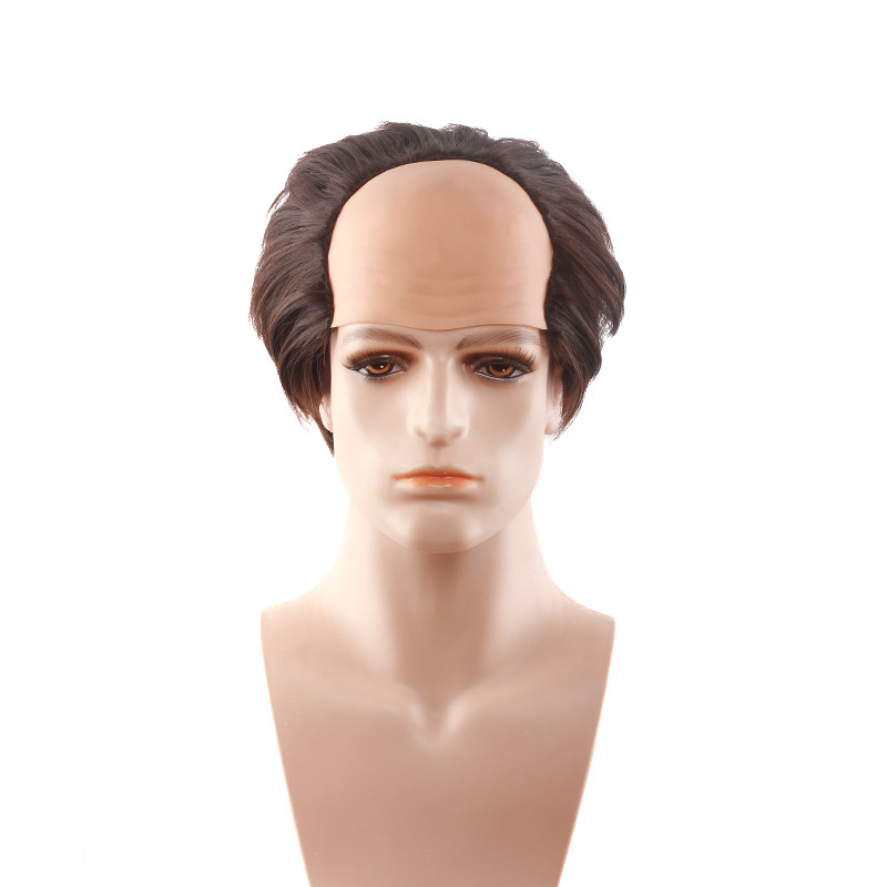 Perucă cheală pentru bărbat în vârstă, păr scurt, mătase autohtonă, tratament mecanic, accesorii pentru transformare în personaj (Păr scurt, Mătase autohtonă, Tratament mecanic, Transformare în personaj)