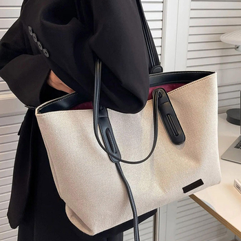 Tote torba od platna, casual stil, horizontalni kvadratni oblik, zatvarač, džep za telefon