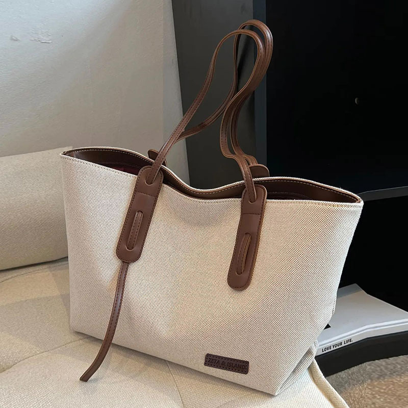 Tote torba od platna, casual stil, horizontalni kvadratni oblik, zatvarač, džep za telefon