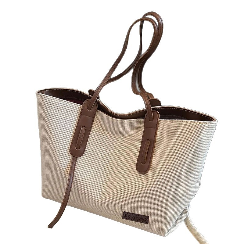 Tote torba od platna, casual stil, horizontalni kvadratni oblik, zatvarač, džep za telefon