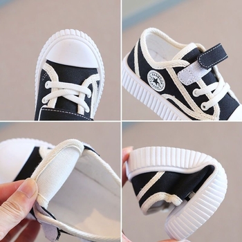 Dječje platnene tenisice, unisex — Velcro kopčanje, prozračne, protuklizne, prugasti uzorak