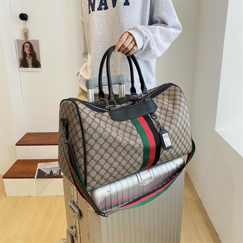 Putna torba za kratka putovanja, 36–55L, PU materijal, poliesterska podstava, geometrijski uzorak, unisex