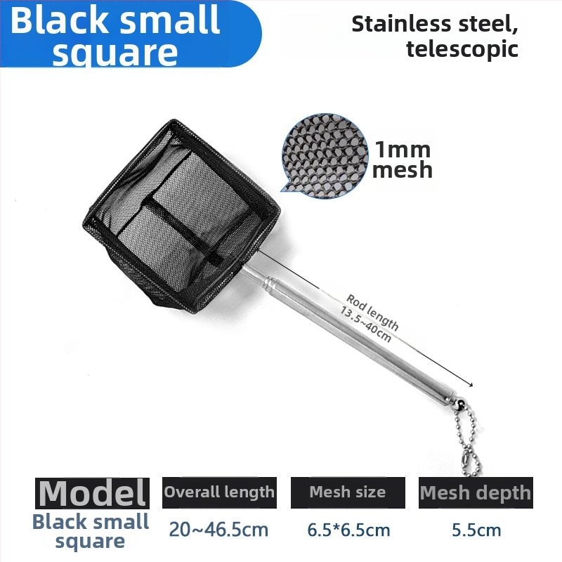 Rozsdamentes acélból készült teleszkópos akváriumi háló, sűrű hálóval, halak és teknősök számára