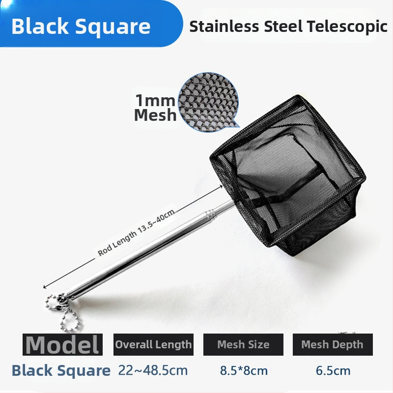 Rozsdamentes acélból készült teleszkópos akváriumi háló, sűrű hálóval, halak és teknősök számára