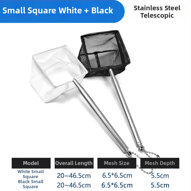 Rozsdamentes acélból készült teleszkópos akváriumi háló, sűrű hálóval, halak és teknősök számára