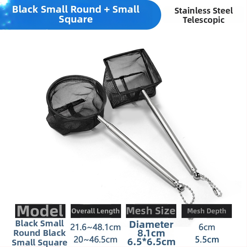 Rozsdamentes acélból készült teleszkópos akváriumi háló, sűrű hálóval, halak és teknősök számára