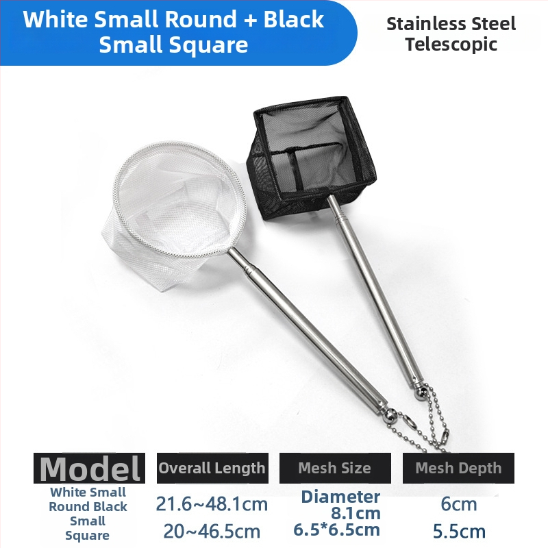 Rozsdamentes acélból készült teleszkópos akváriumi háló, sűrű hálóval, halak és teknősök számára