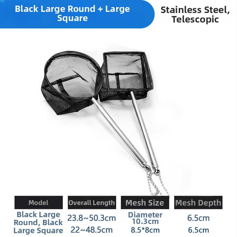 Rozsdamentes acélból készült teleszkópos akváriumi háló, sűrű hálóval, halak és teknősök számára