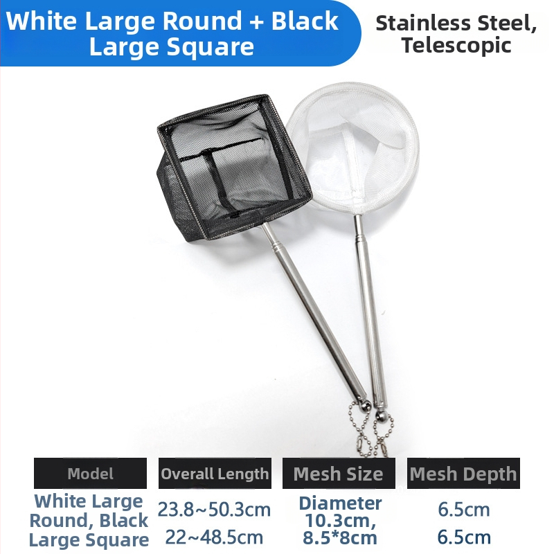 Rozsdamentes acélból készült teleszkópos akváriumi háló, sűrű hálóval, halak és teknősök számára