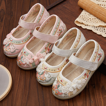 Dječje platnene cipele s vezom, jacquard gornji dio, gumeni potplat, retro stil, za djevojčice