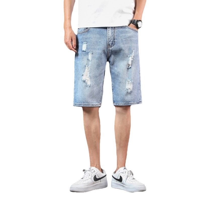 Τζιν κοντά σορτς με ίσια γραμμή, για καλοκαίρι, μεσαία ελαστικότητα, λανσάρισμα καλοκαίρι 2024