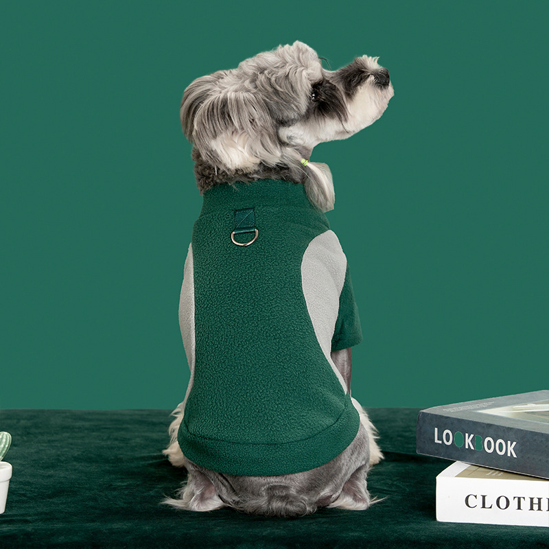 Jachetă de fleece pentru animale de companie (câini și pisici), toamnă-iarnă, patchwork călduros din catifea, stil hip-hop, îmbrăcăminte unisex pentru animale