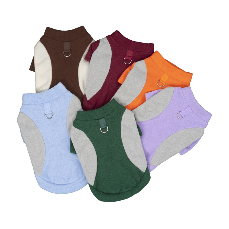 Jachetă de fleece pentru animale de companie (câini și pisici), toamnă-iarnă, patchwork călduros din catifea, stil hip-hop, îmbrăcăminte unisex pentru animale