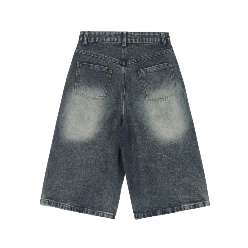 Βαμβακερά σορτς καπι μήκους, unisex, με εκτύπωση γραμμάτων και διακόσμηση με χάντρες, άνετη γραμμή, καλοκαίρι 2025