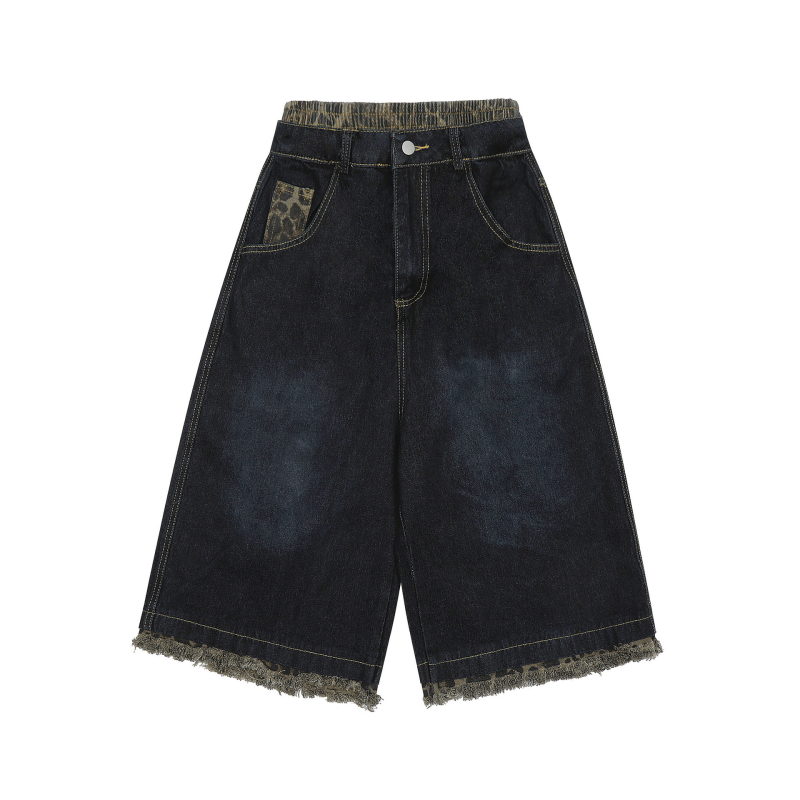 Βαμβακερά σορτς καπι μήκους, unisex, με εκτύπωση γραμμάτων και διακόσμηση με χάντρες, άνετη γραμμή, καλοκαίρι 2025