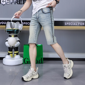 Τζιν σορτς για αγόρια – ευθεία γραμμή, 93% βαμβάκι, μικροελαστικότητα, θερινή συλλογή 2024