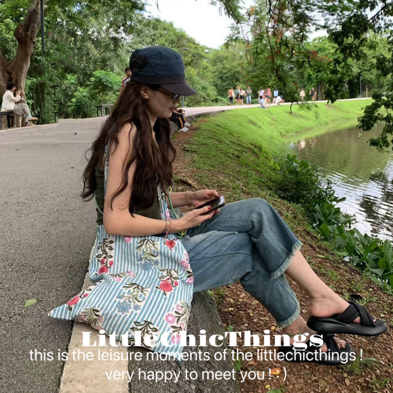 Geantă de umăr din pânză pentru femei, cu bretele duble, formă vertical pătrată, căptușeală din bumbac, buzunar exterior deschis