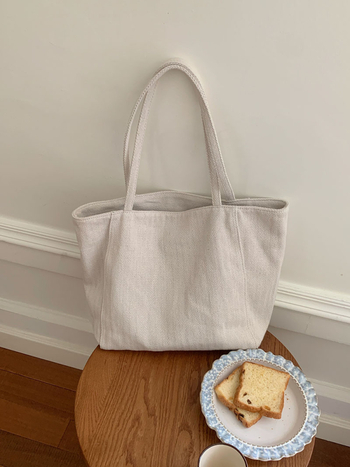 Geantă Tote pentru femei, din canvas, stil street trend, închidere magnetică, buzunar intern cu fermoar, formă orizontală pătrată