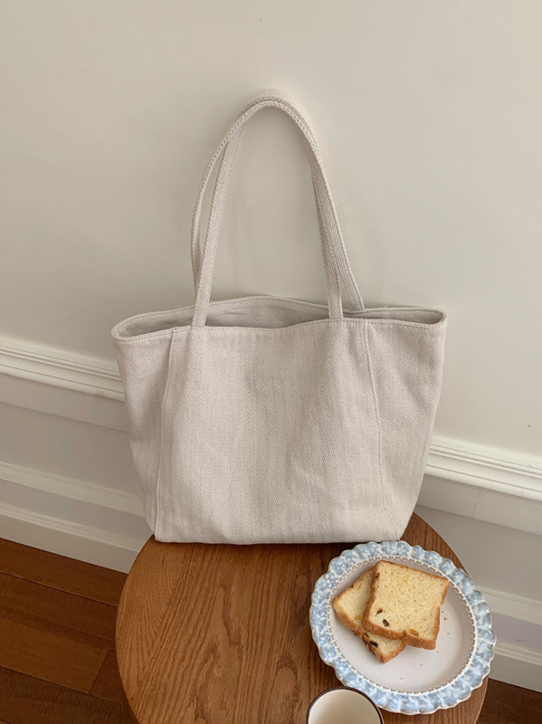 Geantă Tote pentru femei, din canvas, stil street trend, închidere magnetică, buzunar intern cu fermoar, formă orizontală pătrată