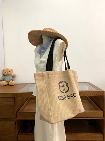 Torba za laptop, velika kapaciteta, casual tote za žene, laneno platno, ručna izrada