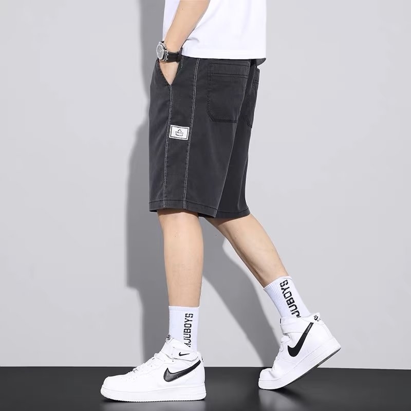 Ανδρικά τζιν χαλαρής ίσιας γραμμής, κομμένα σε crop μήκος, μικροελαστικότητα, 100% denim, για καλοκαίρι