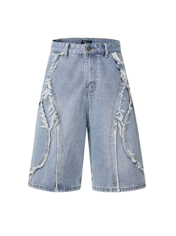 Τζιν με χαλαρή γραμμή, capri μήκος, μεσαία μέση, φερμουάρ, βαμβακερός ντένιμ