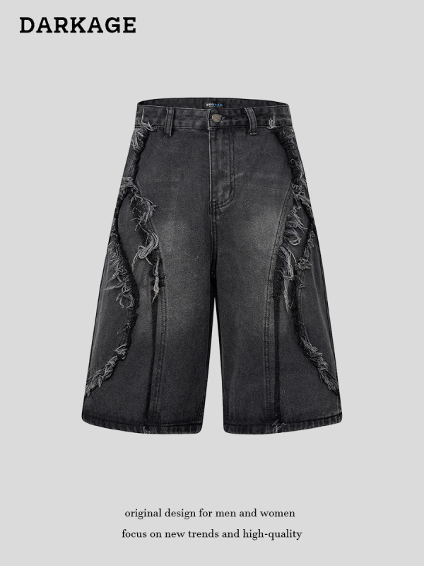 Τζιν με χαλαρή γραμμή, capri μήκος, μεσαία μέση, φερμουάρ, βαμβακερός ντένιμ