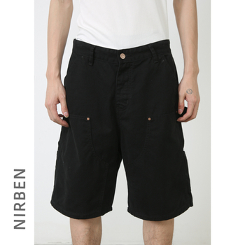 Nirben Denim Ελεύθερα εργασιακά σορτς τζιν, ιαπωνικό ρετρό στυλ με κορεατικό στυλ, 100% βαμβάκι, μήκος πέντε σημείων, Καλοκαίρι 2024