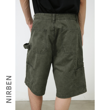 Nirben Denim Ελεύθερα εργασιακά σορτς τζιν, ιαπωνικό ρετρό στυλ με κορεατικό στυλ, 100% βαμβάκι, μήκος πέντε σημείων, Καλοκαίρι 2024