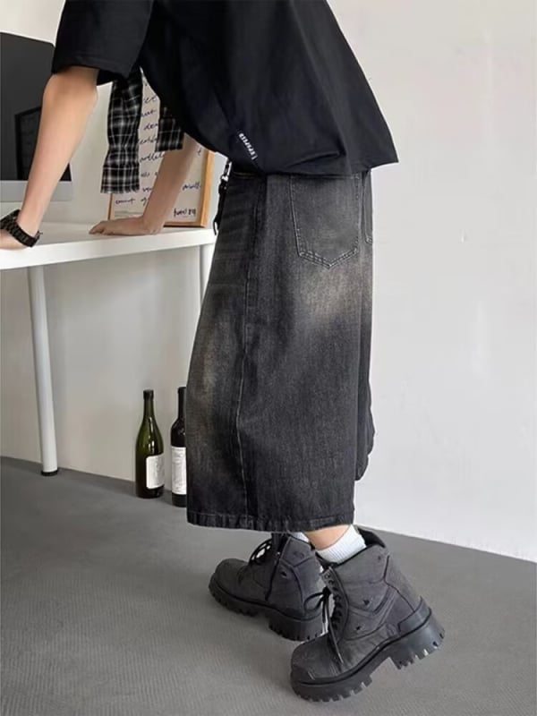 Τζιν σορτς ίσια γραμμή, Capri μήκος, βαμβάκι, vintage στυλ