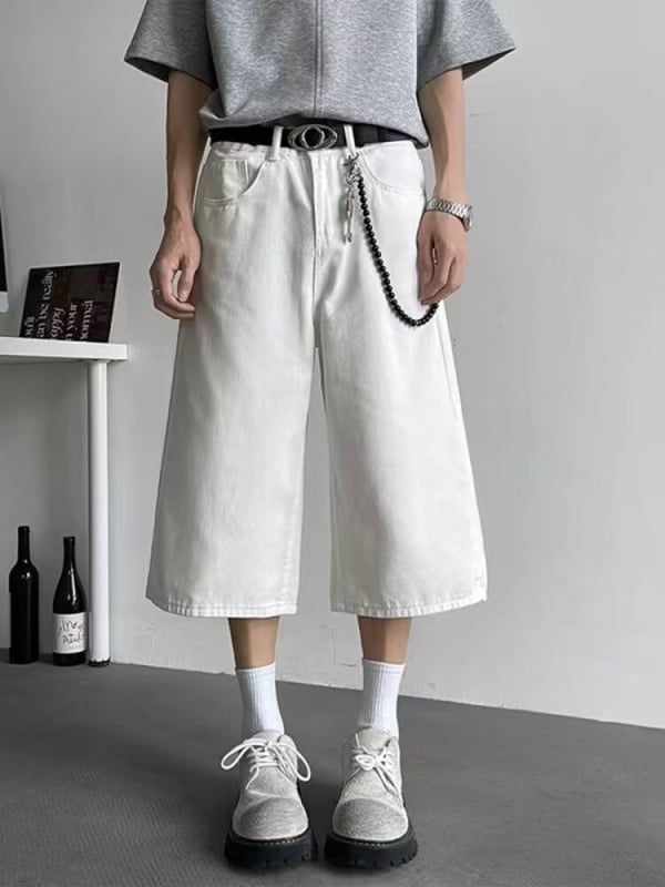 Τζιν σορτς ίσια γραμμή, Capri μήκος, βαμβάκι, vintage στυλ