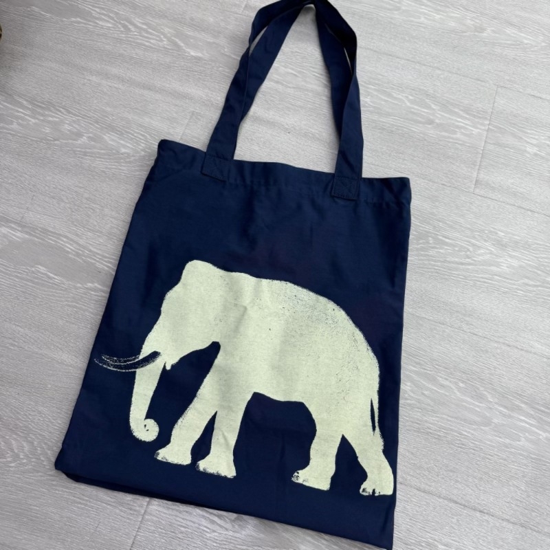 Platnena tote torba s printsom slona – gradski jednostavan stil, oblik torbe za kupovinu, dvostruke naramenice, otvoreni vrh, svakodnevna upotreba