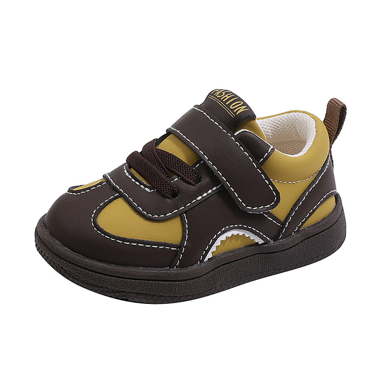 Unisex dječje tenisice za učenje hodanja, uzrast 12–36 mjeseci, gornji dio PU/umjetna koža, gumeni đon, niski kroj, zatvaranje Velcro, casual sportski stil, proljeće 2026