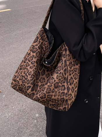 Ženska leopard torba Tote, velika kapaciteta, koža jelenskog velura, casual torba preko ramena, magnetno zatvaranje, unutarnja džep za telefon