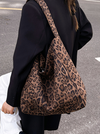 Ženska leopard torba Tote, velika kapaciteta, koža jelenskog velura, casual torba preko ramena, magnetno zatvaranje, unutarnja džep za telefon