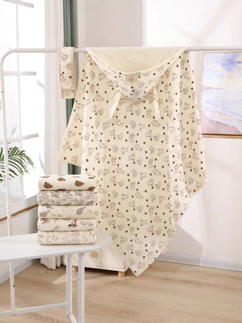 Swaddle Nayou Cotton, 100% pamuk crepe, Cartoon uzorak, za novorođenčad i djecu do 3 godine