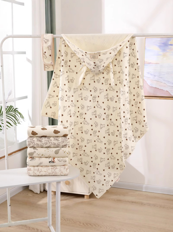 Swaddle Nayou Cotton, 100% pamuk crepe, Cartoon uzorak, za novorođenčad i djecu do 3 godine