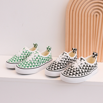 Dječje platnene slip-on tenisice s kariranim uzorkom, korejski stil, vulkanizirana potplata