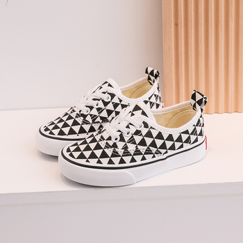 Dječje platnene slip-on tenisice s kariranim uzorkom, korejski stil, vulkanizirana potplata