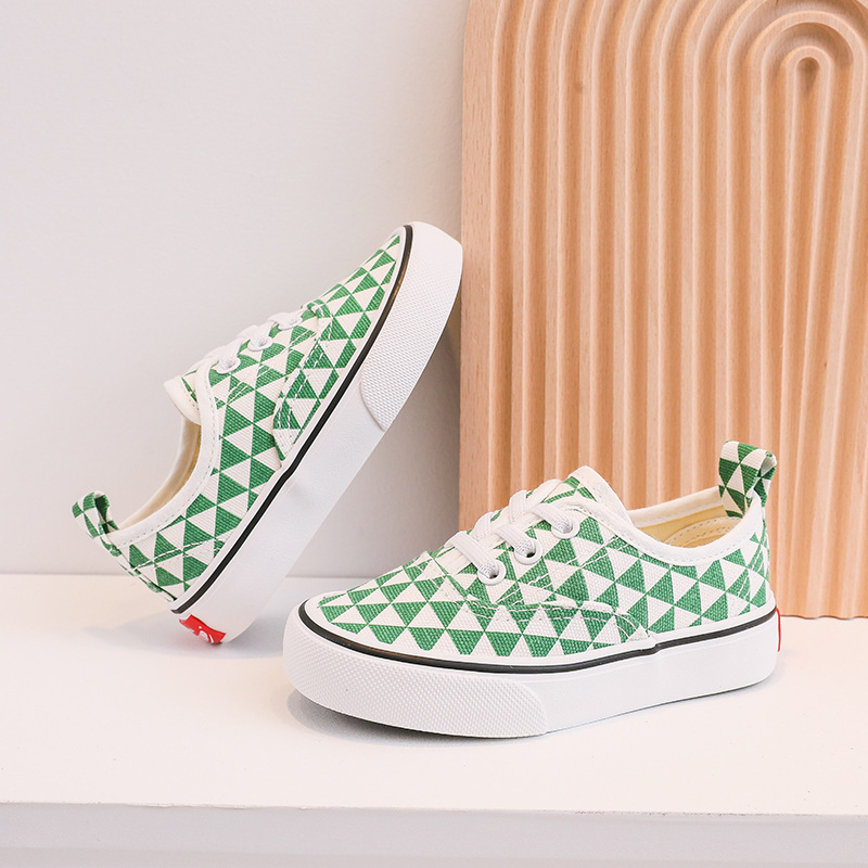 Dječje platnene slip-on tenisice s kariranim uzorkom, korejski stil, vulkanizirana potplata