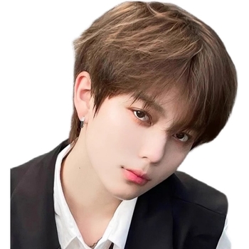 Περούκα κοντό μαλλί, κορεατικού στυλ, unisex πλήρες σετ για ολόκληρο το κεφάλι, ίνες ανθεκτικές στη θερμότητα, πανευρέως εφαρμογή, φράντζ: μπορεί να ευθυγραμμιστεί ή να κλίνει