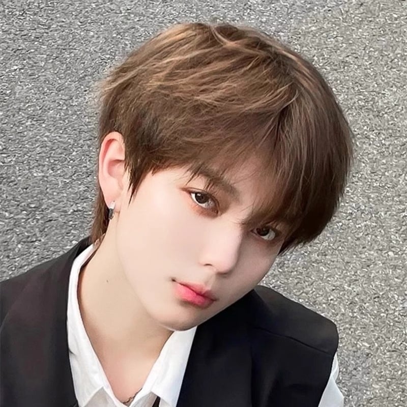 Περούκα κοντό μαλλί, κορεατικού στυλ, unisex πλήρες σετ για ολόκληρο το κεφάλι, ίνες ανθεκτικές στη θερμότητα, πανευρέως εφαρμογή, φράντζ: μπορεί να ευθυγραμμιστεί ή να κλίνει