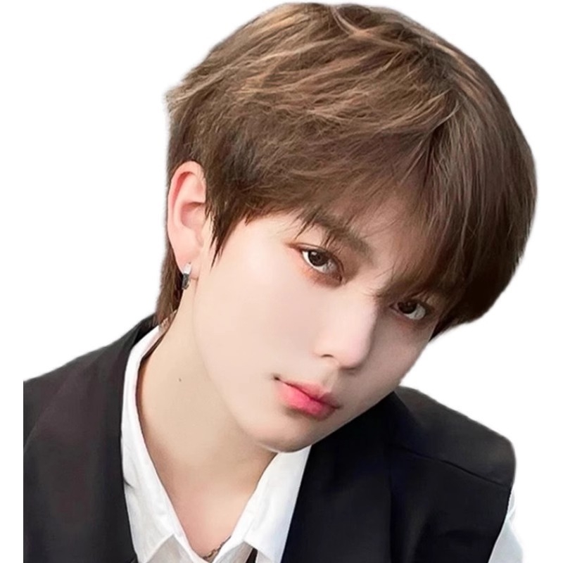 Περούκα κοντό μαλλί, κορεατικού στυλ, unisex πλήρες σετ για ολόκληρο το κεφάλι, ίνες ανθεκτικές στη θερμότητα, πανευρέως εφαρμογή, φράντζ: μπορεί να ευθυγραμμιστεί ή να κλίνει