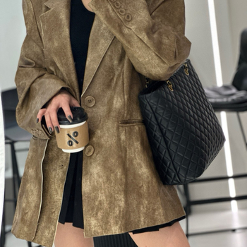 Geantă de cumpărături din piele de miel, model romb, curea de umăr cu lanț, fermoar, căptușeală din pânză