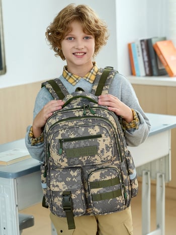 Καμουφλαρισμένο σακίδιο Oxford για Γυμνάσιο και Κολέγιο – Μεγάλη χωρητικότητα, ελαφρύ, ανθεκτικό στη φθορά, ανακλαστικά για νυχτερινή ασφάλεια